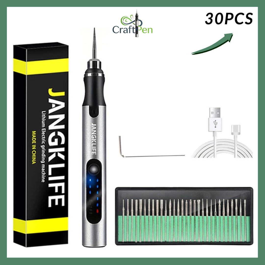 Craftpen Mini USB Rotary Tool with Jangklife™ Technology - Professional Kit for Engraving and Polishing