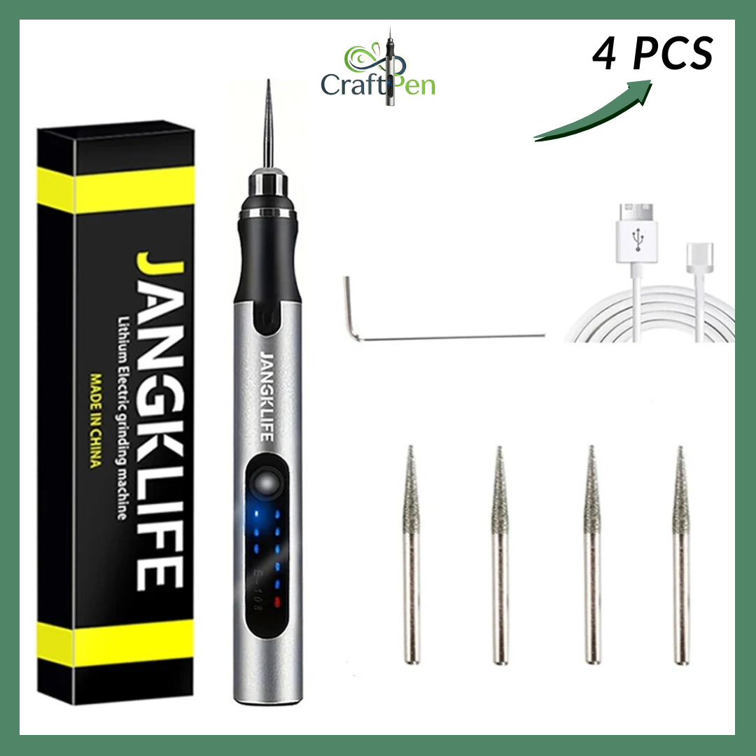 Craftpen Mini USB Rotary Tool with Jangklife™ Technology - Professional Kit for Engraving and Polishing