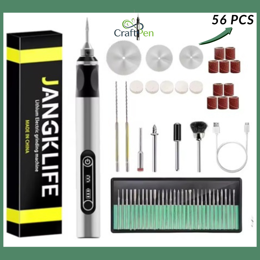 Craftpen Mini USB Rotary Tool with Jangklife™ Technology - Professional Kit for Engraving and Polishing