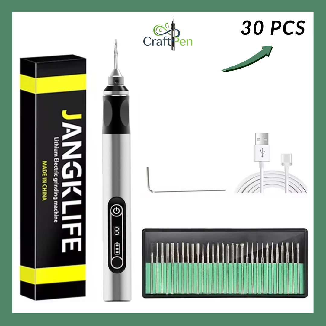 Craftpen Mini USB Rotary Tool with Jangklife™ Technology - Professional Kit for Engraving and Polishing